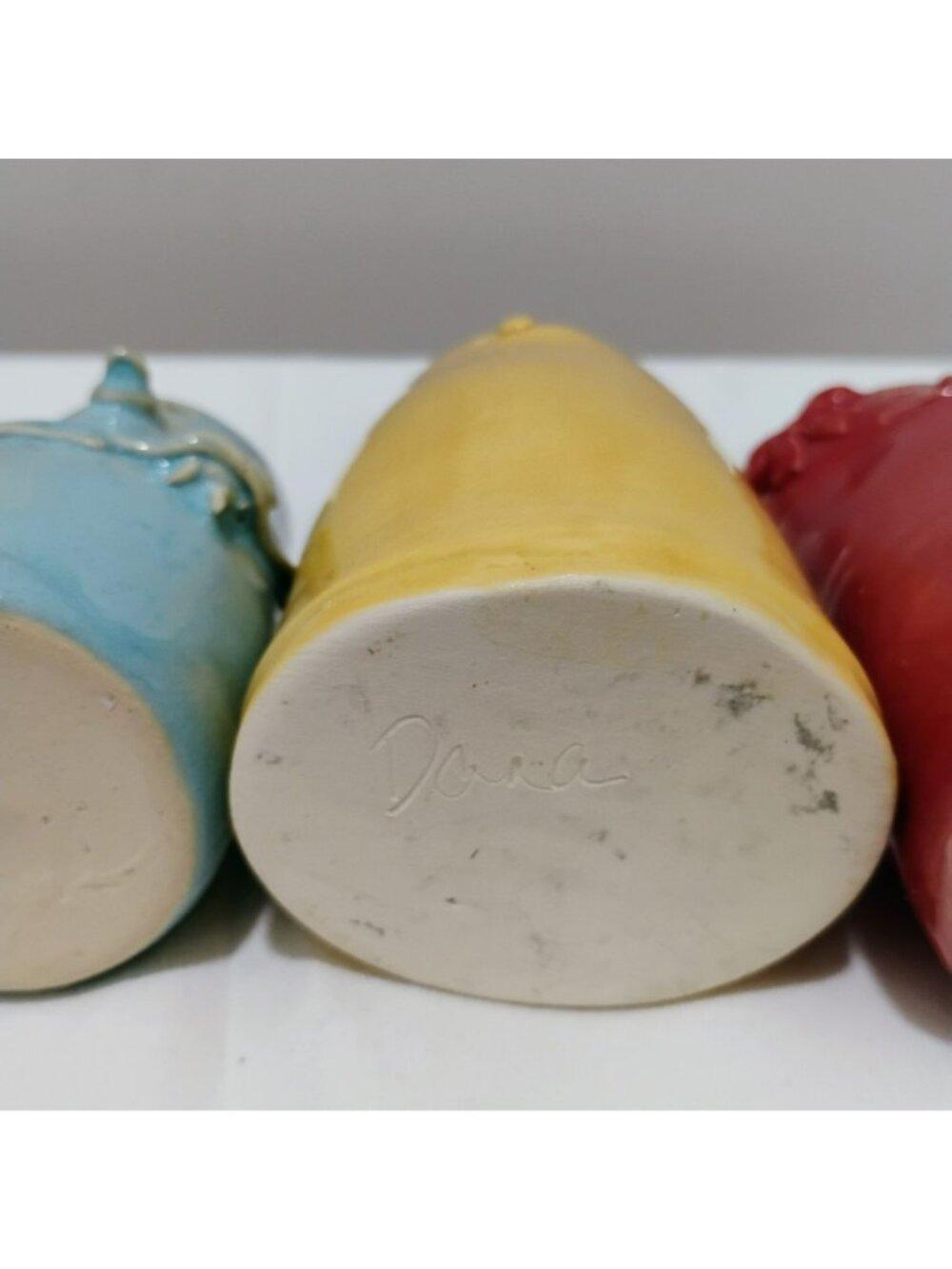Set of 4 Vintage Studio Art Pottery Character Face Vases, Signed Whimsical Decor - Picture 8 of 13